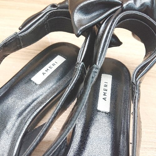 Ameri Back Ribbon Flat Shoes Square Toe Pumps Siz… - image 8