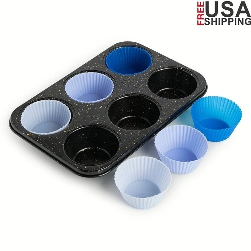 Non-Stick Jumbo Muffin Pan 6 Cup W/ 6 Silicone Baking Liners Easy Cleanup New
Opens in a new window 