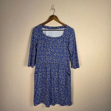 J.McLaughlin Catalin Cloth Dress Womens L Blue Geometric Print Pockets Workwear