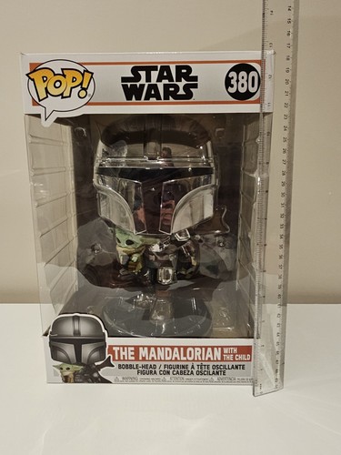 JUMBO 10" Inch MANDALORIAN and THE CHILD Funko Pop! Vinyl Star Wars Chrome LARGE - Picture 2 of 13