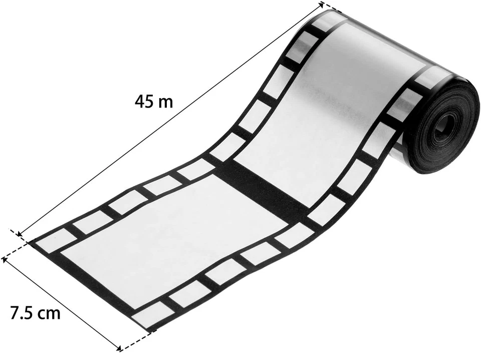 2 rollos de cinta de tira de película decoración de fiestas de películas tira de película serpentinas de polietileno película re Foto 2 de 4