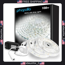 LED Strip Lights 100ft Dimmable Daylight White 6500K Flexible 1800 LEDs