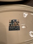 VINTAGE Pair of Sterling China Platters East Liverpool Ohio Desert Tan w/Stripes — photo 2