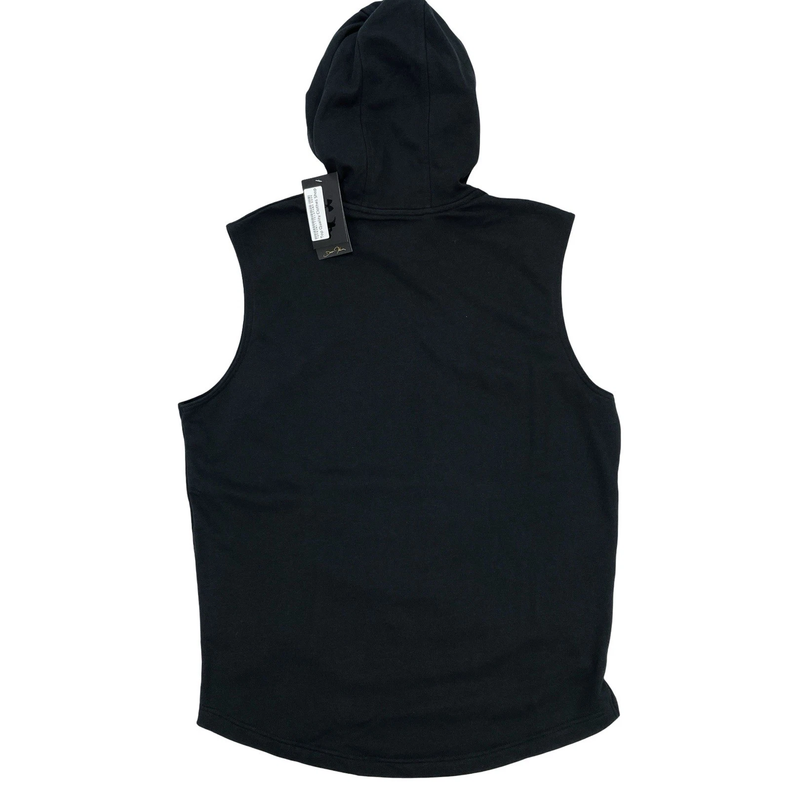 Under Armour Men's Project Rock Terry Sleeveless Hoodie Size L Black 1367108 - product detail image 2