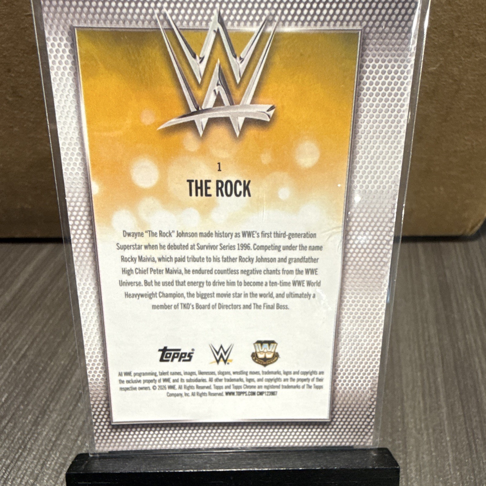 2026 Topps Chrome WWE Base Set Card #1 The Rock Dwayne Johnson view 2