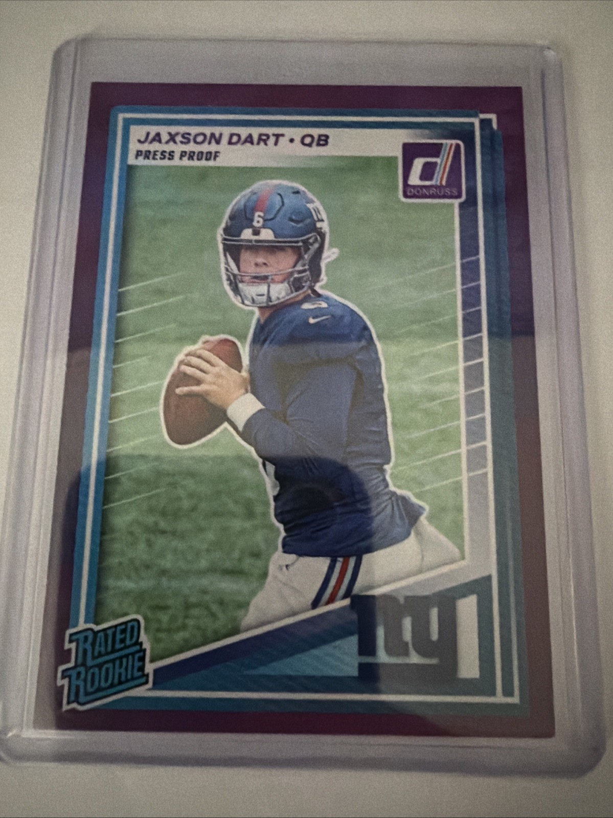 2025 Panini Donruss - Rated Rookie Jaxson Dart #400 Purple Press Proof (RC)