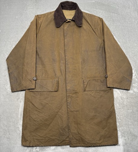 Barbour, Vintage Barbour Waxed 3/4 Coat Mens Medium Waterproof Jacket Trench Country 90s