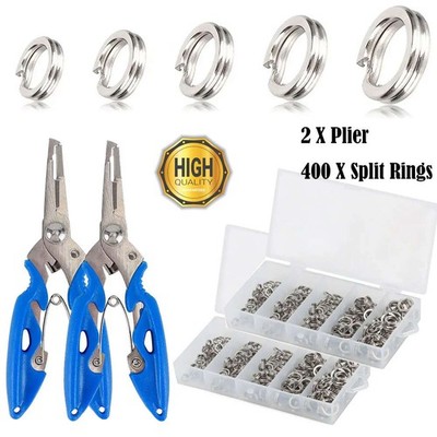 400pcs Stainless Steel Fishing Lures Split Rings 5 Size For Fish Snap Connector