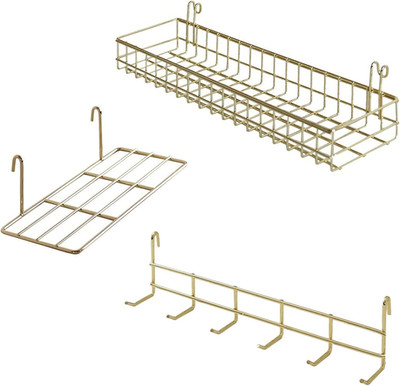 Grid Wall Shelves Basket with Hooks,Bookshelf,Display Shelf for Wall Grid Panel,