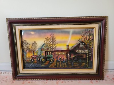 3D Daves Tractor Repair Shop At Sunset Helping Girl With Bike