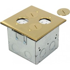 ORBIT BRASS  FLB-R2G-DD-BR FLOOR BOX 2 DUPLEX RECEPTACLES COVER. NEW