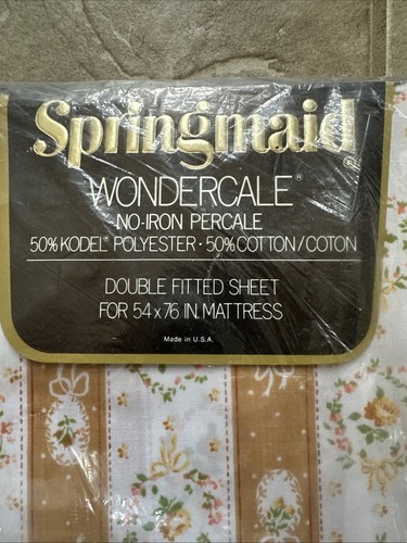 Vintage Wondercale Springmaid Floral Double Sheet Set New NOS 54” x 76” - Picture 3 of 10