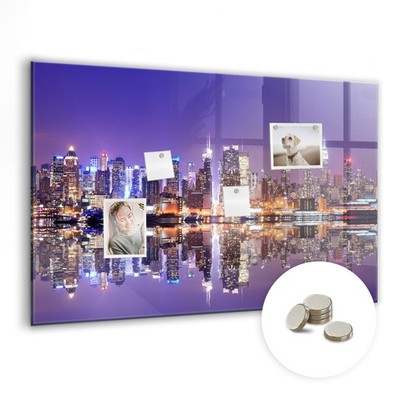 Glas-Memotafel Magnettafel für Büro & To-Do Listen New York bei Nacht 90x60 cm