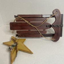 Flexible Flyer Style Wood  Metal Snow Sled 12  . Wooden Star. Christmas Decor