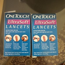 2 Pack OneTouch Ultra Soft 100 Sterile Lancets Boxes. Expires 6/2026 Or Better
