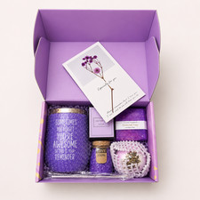 Lavender Self-Care Gift Box for Women Relaxing Spa Gift Set with Candle