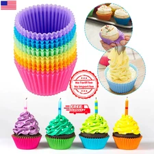 12 Silicone Cake & Muffin Cupcake Liners Reusable Baking Cups & Chocolate Molds
