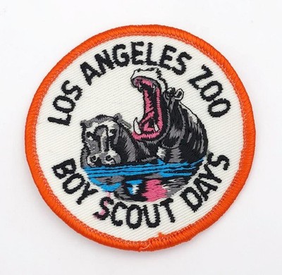 LOS ANGELES ZOO BOY SCOUT DAYS EMBROIDERED PATCH HIPPO HIPPOPOTAMUS