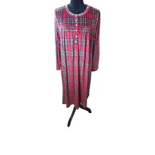 Aria Collection Women s Plaid Velour Nightgown XL Red Long Sleeve Sleepwear