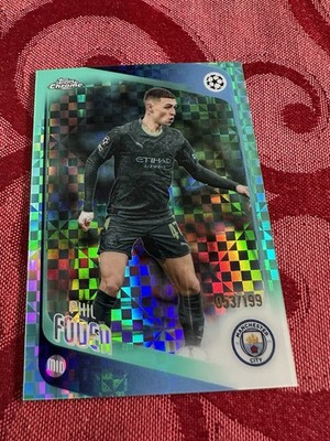 2025-26 Topps Chrome UEFA CC PHIL FODEN AQUA X-FRACTOR /199 #103 Manchester City