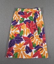 Vintage Suburban Skirt Womens Medium Floral Hawaiian Wrap Midi Pleated Beach