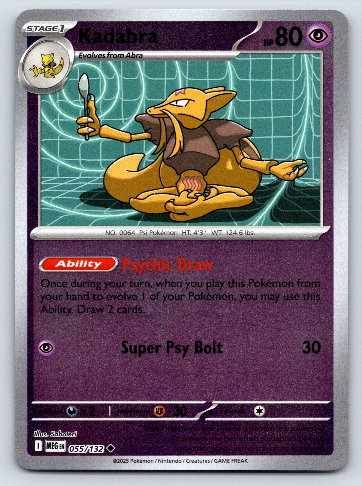 Mega Evolution - NM - Kadabra 055/132 Reverse Holofoil US Seller