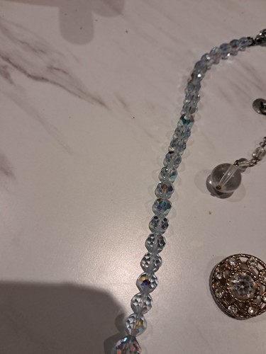 Collana vintage Art Decò cristallo ceco aurora boreale + altri 3 oggetti - Foto 3 di 9