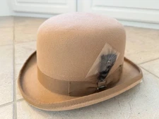 PREMIUM Scala Camel Tan 100% Wool Felt Derby Bowler Hat NEW w/TAGS