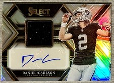 2022 Select Football Daniel Carlson Silver Patch Auto /199 Raiders SMP-DC