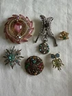 Vintage Costume Jewelry Pins Brooches Set of 6. Beautiful!