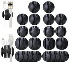 16-Pack Black Cord Organizer - Adhesive Cable Clips Holder for Desk, Wall, Ca...