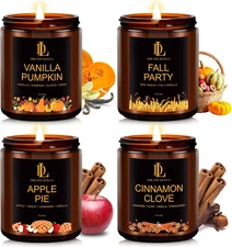 Fall Winter Candle Set, Winter Scented Candles for Home, 4 Pack Soy Candle Set, 