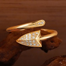 18K Gold Snake Diamond Ring Geometric Open Design 0.17ct Natural Diamond Fashion