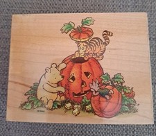 Classic Pooh Jack-O-Lantern Rubber Stamp All Night Media Tigger Piglet Halloween