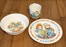 Oneida Deluxe Vintage 1969 Raggedy Ann  Andy Child's Melamine Dish Set