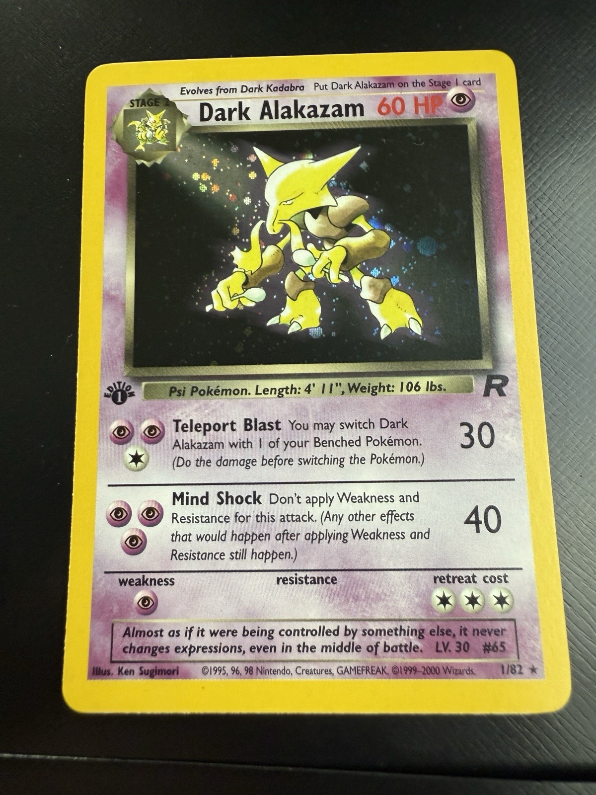 Dark Alakazam 1/82 1st Edition Team Rocket Holo - NM
