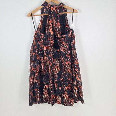 Scanlan theodore womens dress size 8 shift black orange silk sleeveless  072386 | eBay UK