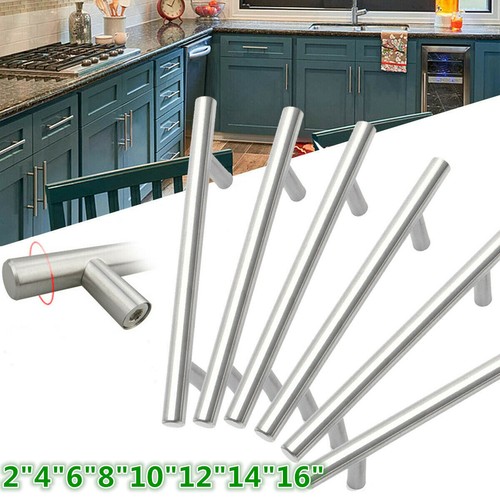 10Pack Brushed Nickel Kitchen Cabinet Pulls Stainless Steel Drawer T Bar Handles - Picture 2 of 12