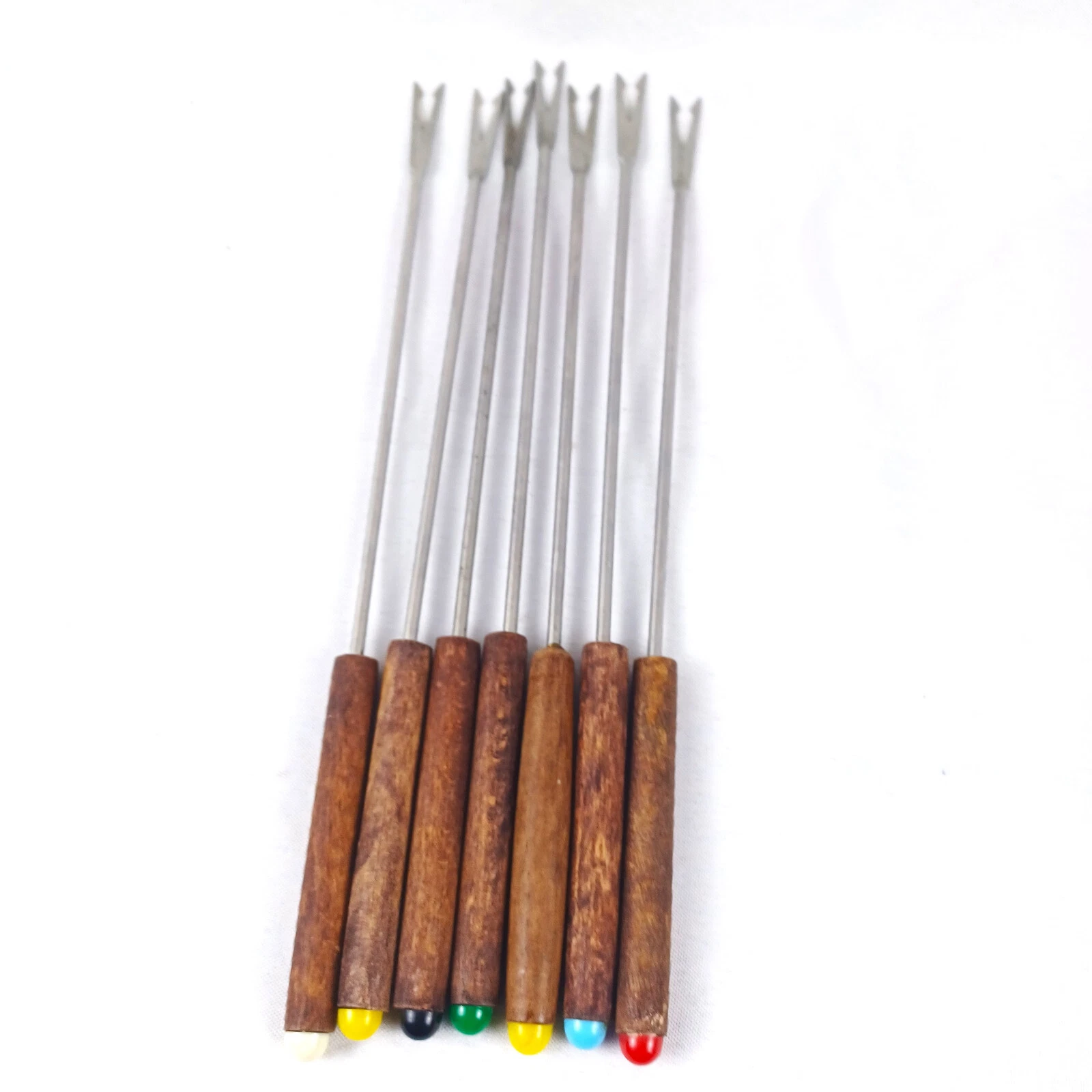Fondue Forkes Set of 7 Wood Handle Vintage