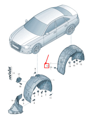 Doublure D'Aile Intérieure Arrière Droite Pour Audi A4 B9 - Réf. 8W0810172F - Neuf Origine Allemand
