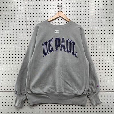 Vintage 90s DePaul Blue Demons Sweatshirt Mens XL Champion Reverse Weave  23x27