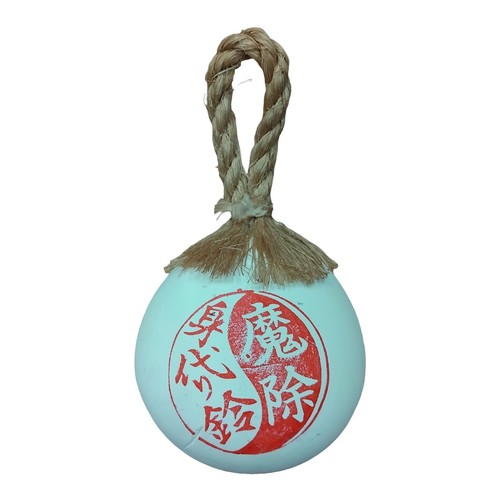 Japanese Clay Bell Oni Demon Devil Head Vtg Dorei Pottery Shrine