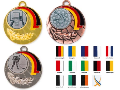 THOST Medaillen Deutschland Ø50 mm, gold, silber o. bronze, ncl. Band & Beschriftung