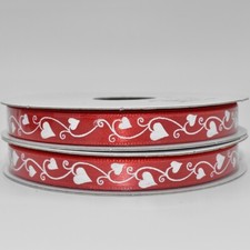 20 Yards Valentine's Day Hearts Nylon Satin Ribbon - 3/8 Inches Wide
