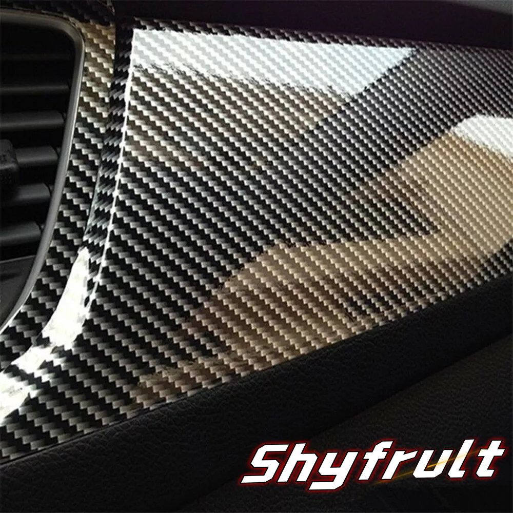 7D Premium Super Gloss Black Carbon Fiber Vinyl Wrap Bubble Free Air Release 6D