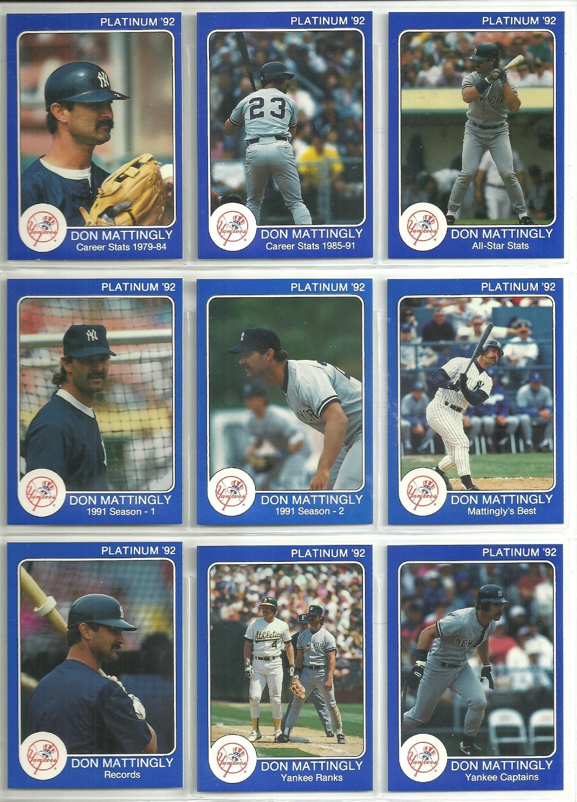 Don Mattingly 1992 Star Platinum Series New York Yankees 9-card Set #/1000  | eBay