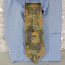 VALENTINO Neck Tie Mens Silk Painting Horse Carriage Art Vivid Contemporary Camo