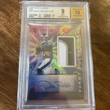 JALEN HURTS AUTO 2020 PANINI ILLUSIONS FIRST IMPRESSIONS RED 59/99 BGS 9/10