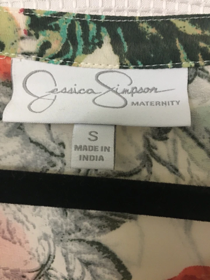Jessica Simpson Maternity Womens Blouse Size Small Sheer Floral Ruffle A3 - Image 2 of 4