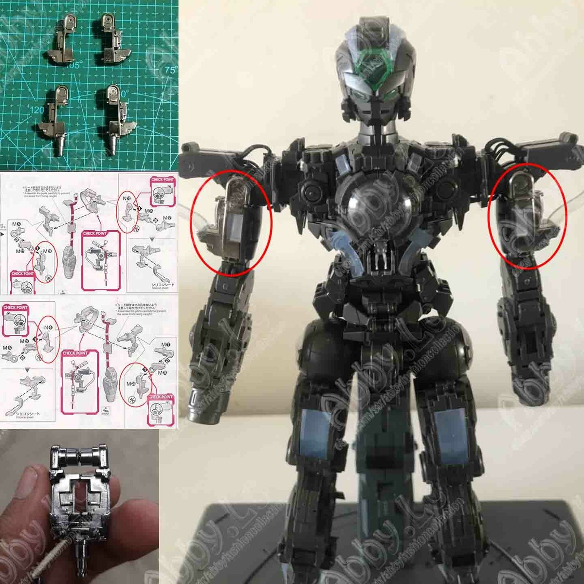 for PG 1/60 Exia Model Arm Metal Replacement Repair Parts M24+M25+